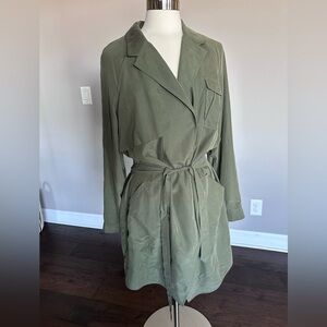 Banana Republic Cargo Shirt Dress Military Inspired Utility Army Green 12 NWOTs
